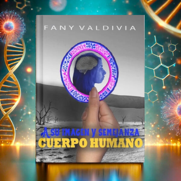 Portada del libro "A Su Imagen y Semejanza - Cuerpo Humano" por Fany Valdivia, un análisis multidisciplinario sobre el cuerpo humano, desde sus comienzos hasta su evolución y destino, explorando aspectos físicos, sociales y emocionales.